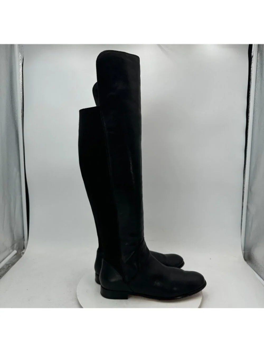 Corso Como Women Size 9M Black Leather Side Zip Over The Knee Riding Boot